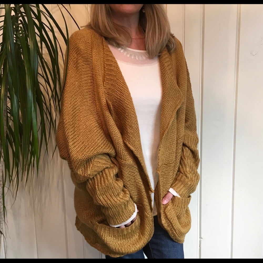 OVERSIZED CAMEL COLOR CARDIGAN - Picture 7 of 8